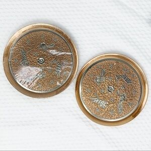 𝅺new-2pc Etched Animals/SilverPainted Copper Plates